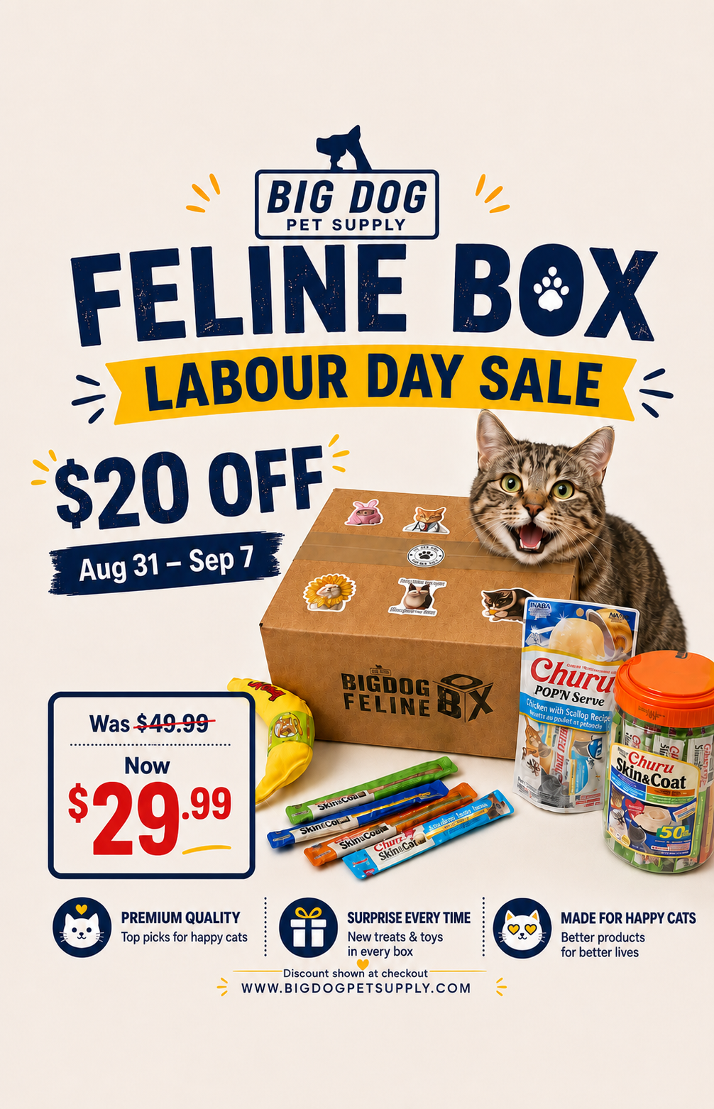 Big Dog Feline Cat Box - Ultimate New Surprising Treat & Toys for Cats Every Time You Order