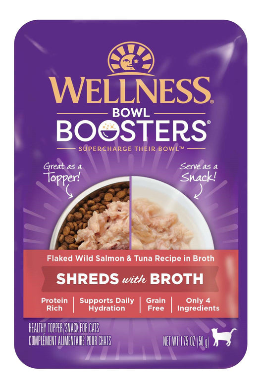 Wellness Bowl Boosters Wet Cat Food Topper, Flaked Salmon & Tuna in Broth, 1.75 Ounce (Pack of 12)