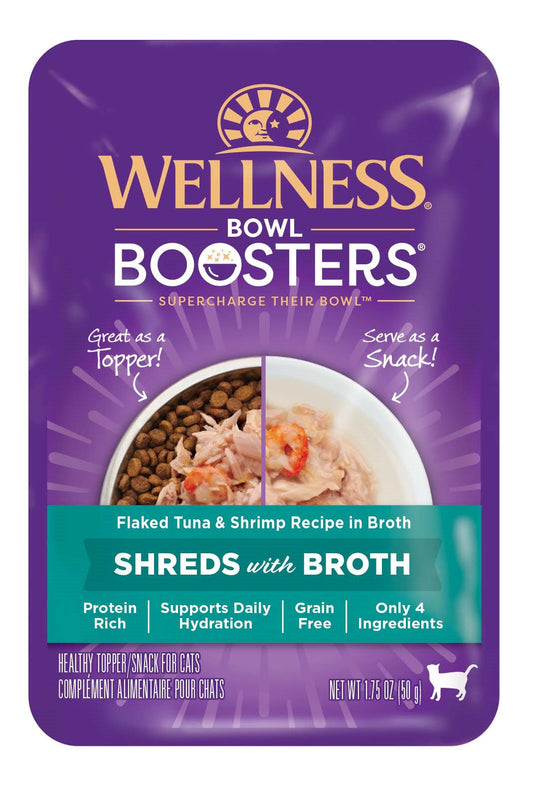 Wellness Bowl Boosters Wet Cat Topper, Flaked Tuna & Shrimp in Broth, 1.75 Ounce (Pack of 12)