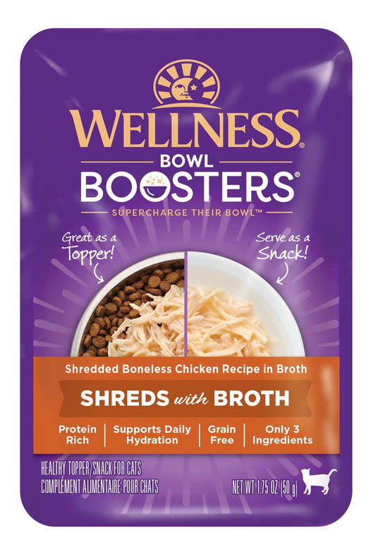 Wellness Bowl Boosters Wet Cat Topper, Shredded Chicken in Broth, 1.75 Ounce (Pack of 12)