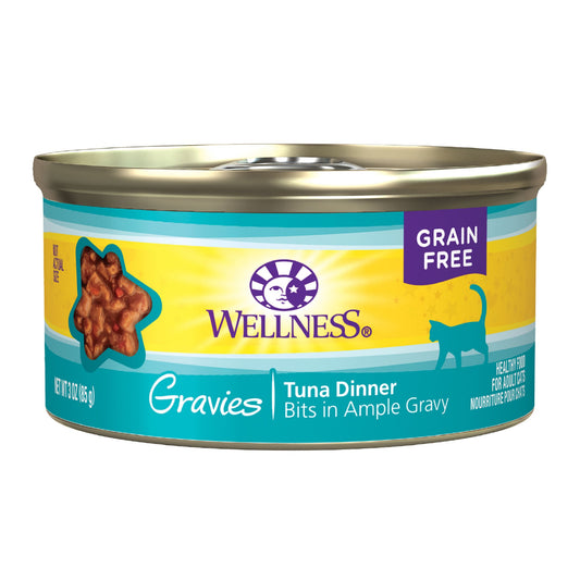 Wellness Complete Health Gravies Grain Free Canned Cat Food, Tuna Dinner, 3 Ounces (Pack of 12)