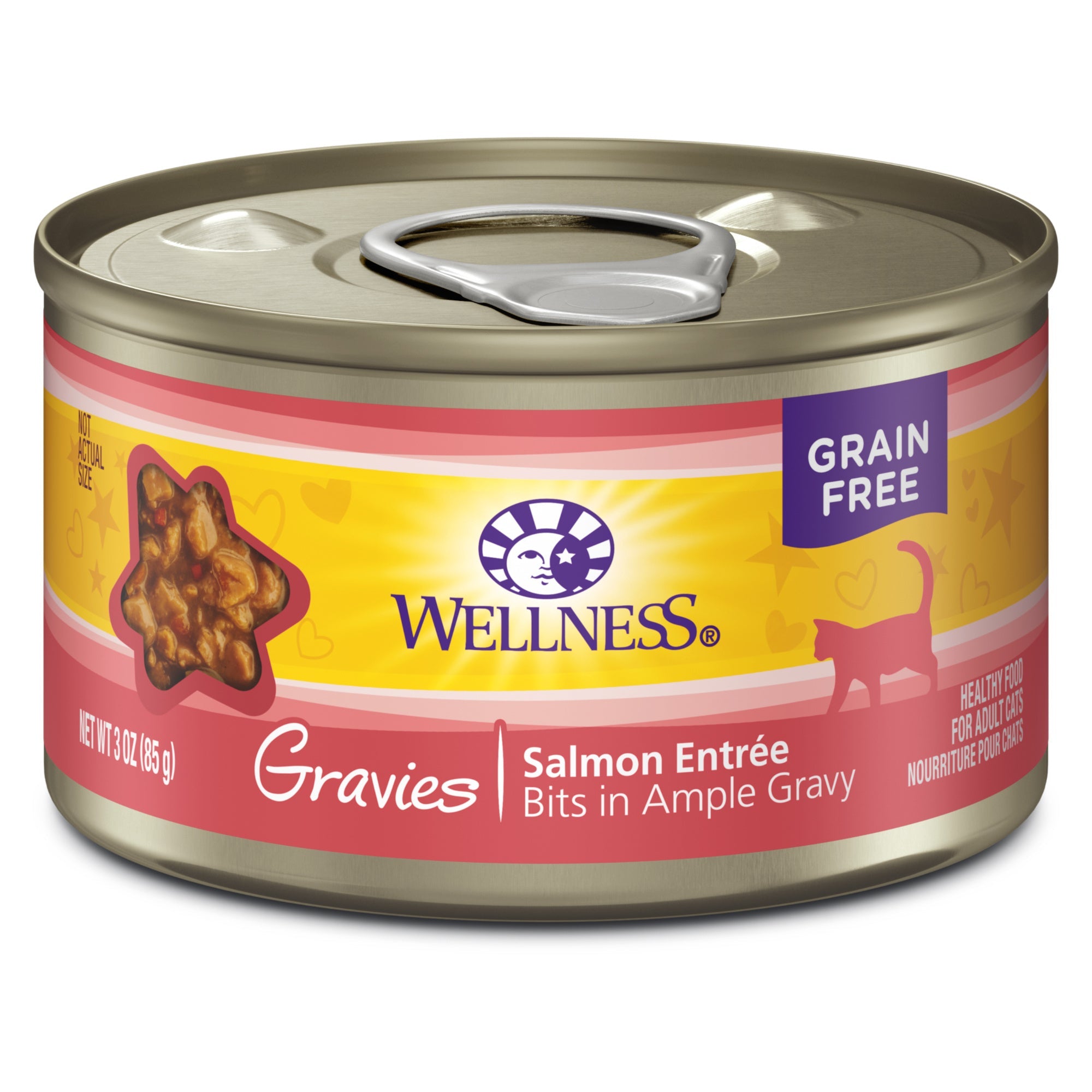 Wellness Complete Health Gravies Grain Free Canned Cat Food, Salmon Entree, 3 Ounces (Pack of 12)