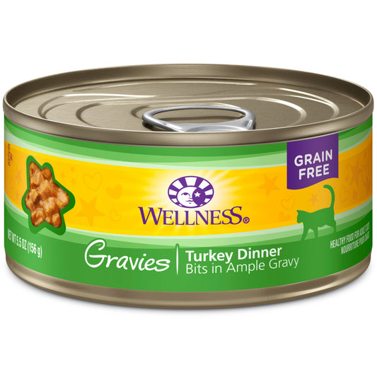 Wellness Complete Health Gravies Grain Free Canned Cat Food, Turkey Dinner, 5.5 Ounces (Pack of 12)