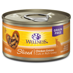 Wellness Complete Health Natural Grain Free Wet Canned Cat Food, Sliced Chicken Entree, 3-Ounce Can (Pack of 24)