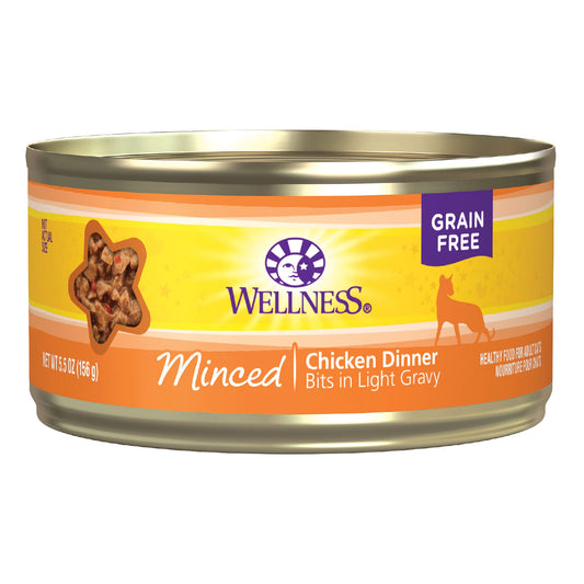 Wellness Complete Health Natural Grain Free Wet Canned Cat Food, Minced Chicken Entree, 5.5 Ounce Can (Pack of 24)