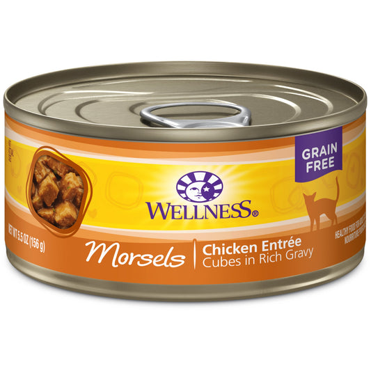 Wellness Complete Health Natural Grain Free Wet Canned Cat Food, Cubed Chicken Entree, 5.5-Ounce Can (Pack of 24)