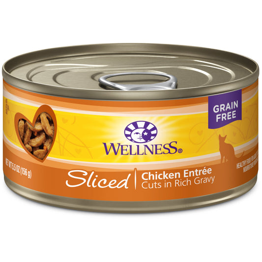 Wellness Complete Health Natural Grain Free Wet Canned Cat Food, Sliced Chicken Entree, 5.5-Ounce Can (Pack of 24)