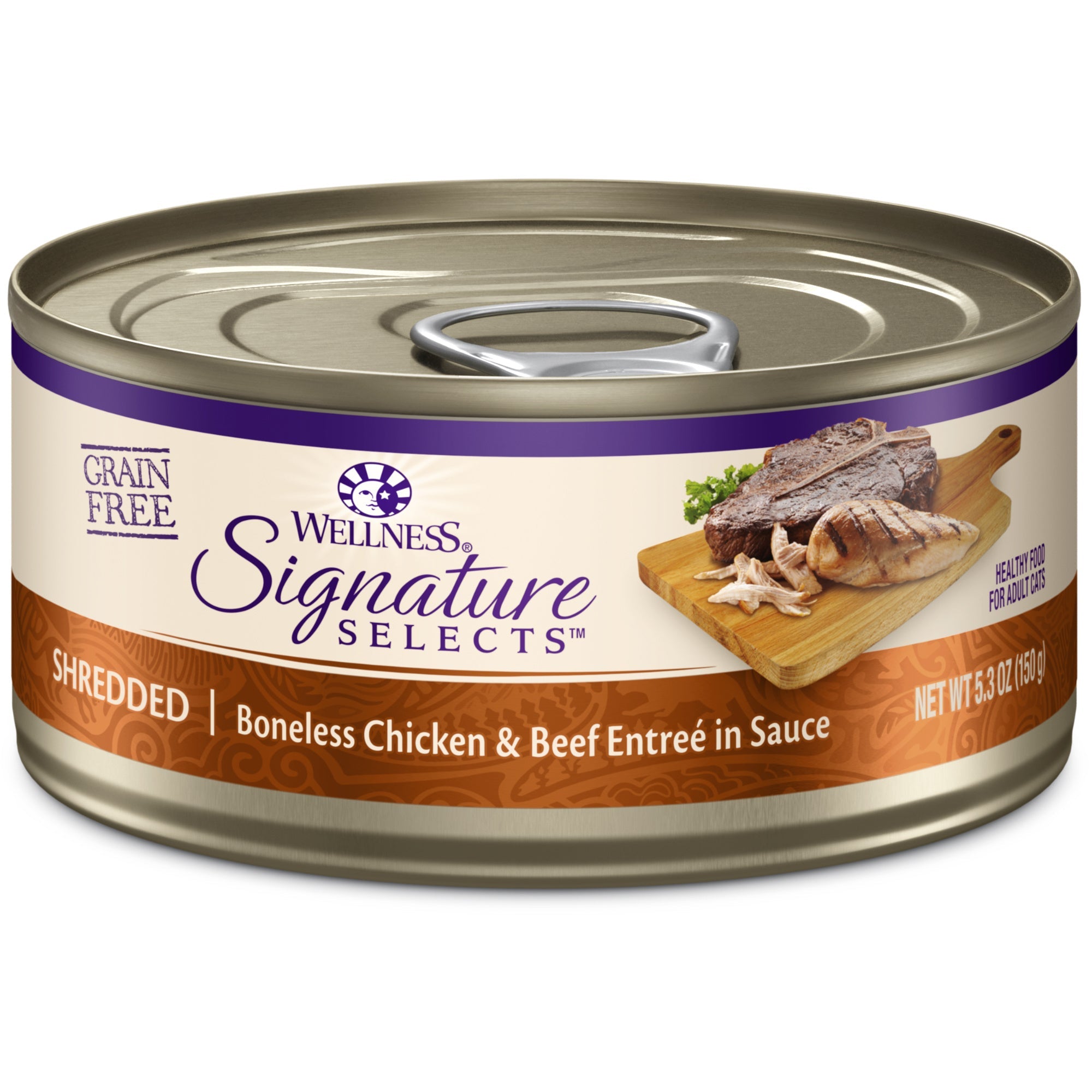 Wellness CORE Signature Selects Grain Free Canned Cat Food, Shredded Chicken & Beef Entree in Sauce, 5.3 Ounces (Pack of 12)