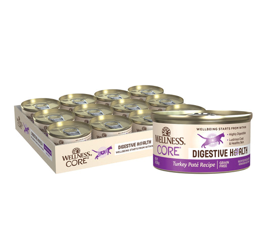 Wellness CORE Digestive Health Turkey Pate Wet Cat Food, 3 Ounce Can (Pack of 12)