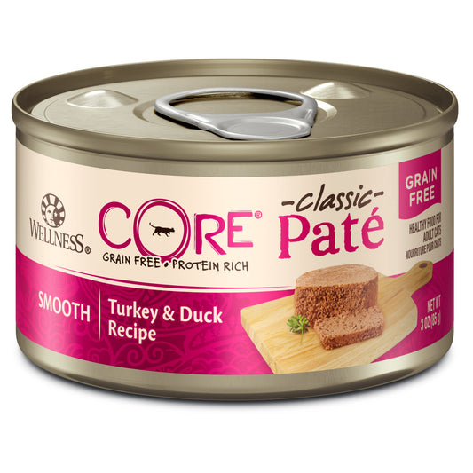 Wellness CORE Grain Free Canned Cat Food, Turkey & Duck Pate, 3 Ounces (Pack of 12)