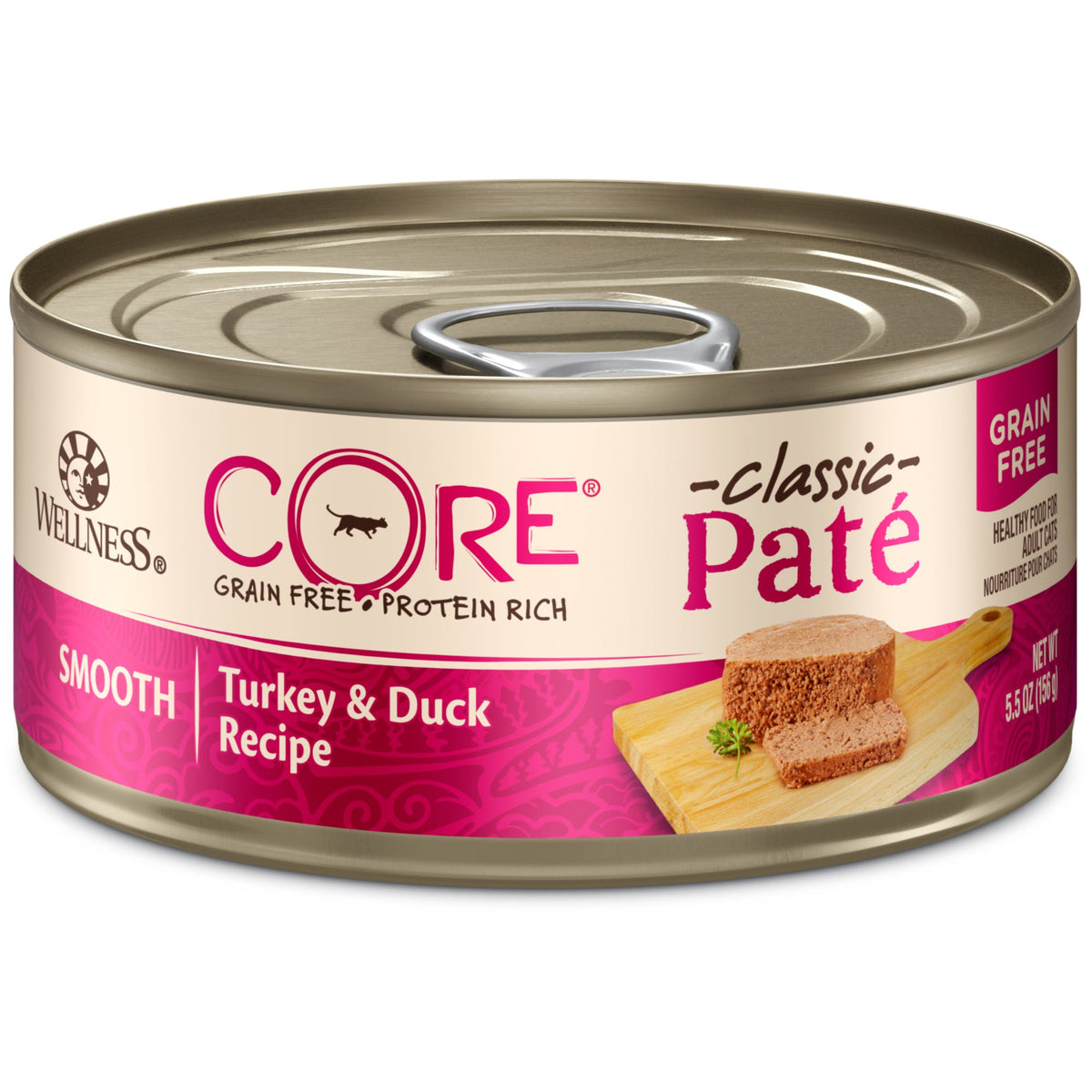 Wellness CORE Grain Free Canned Cat Food, Turkey & Duck Pate, 5.5 Ounces (Pack of 24)