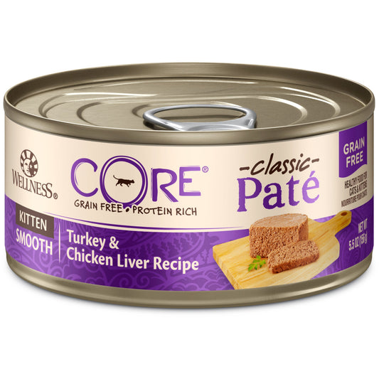 Wellness CORE Natural Grain Free Wet Kitten Food, Turkey and Chicken Liver Recipe, 5.5-Ounce Can (Pack of 24)