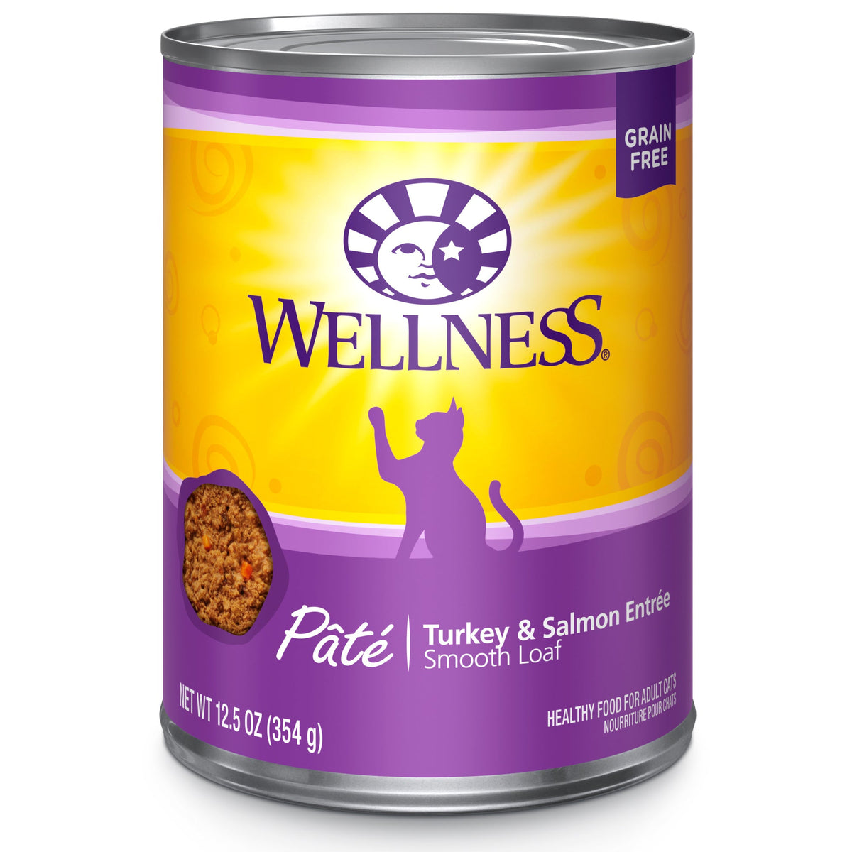 Wellness Complete Health Grain Free Canned Cat Food, Turkey & Salmon Pate, 12.5 Ounces (Pack of 12)