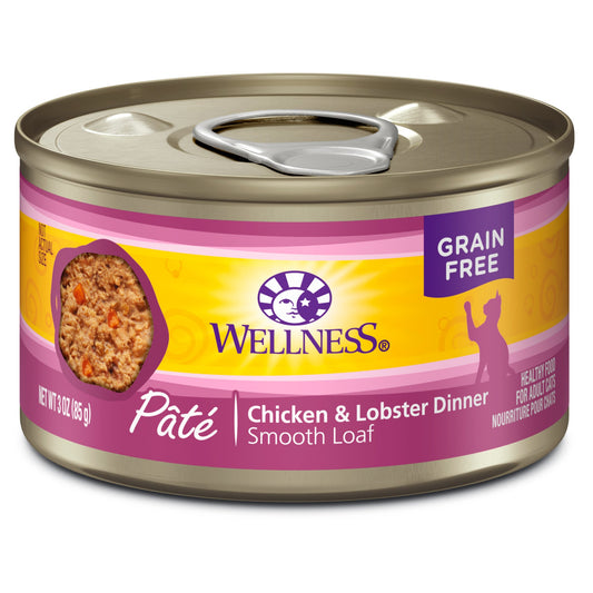 Wellness Complete Health Natural Grain Free Wet Canned Cat Food, Chicken & Lobster Pate, 3-Ounce Can (Pack of 24)