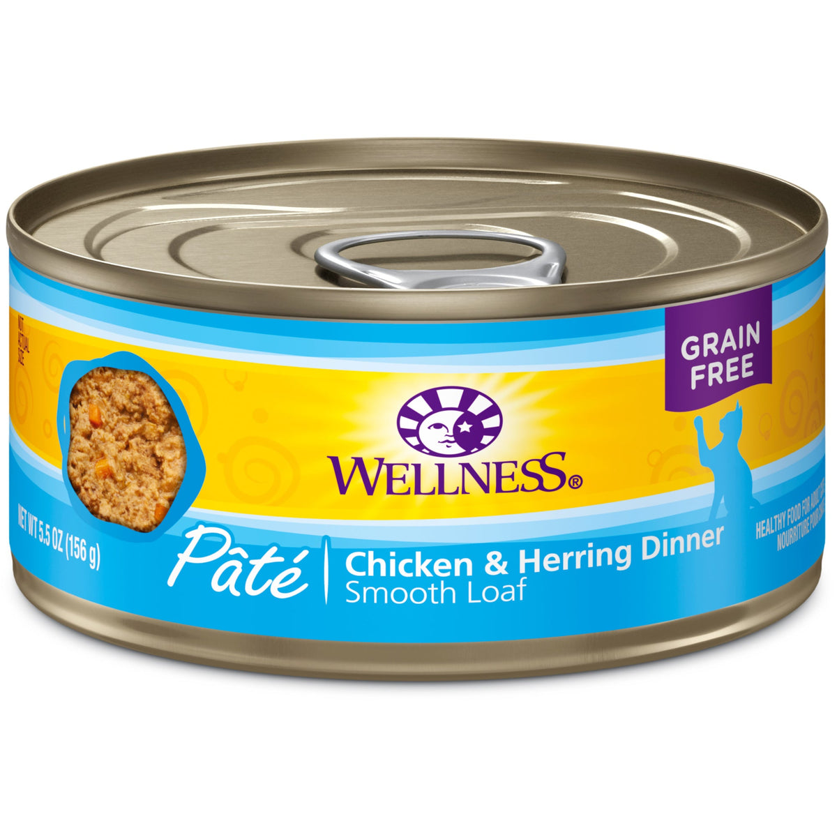 Wellness Complete Health Grain Free Canned Cat Food, Chicken & Herring Dinner Pate, 5.5-Ounce Can (Pack of 24)