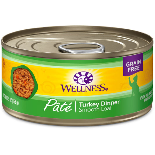 Wellness Complete Health Grain Free Canned Cat Food, Turkey Dinner Pate, 5.5 Ounces (Pack of 24)