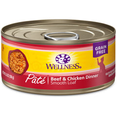 Wellness Complete Health Grain Free Canned Cat Food, Beef & Chicken Dinner Pate, 5.5 Ounces (Pack of 24)