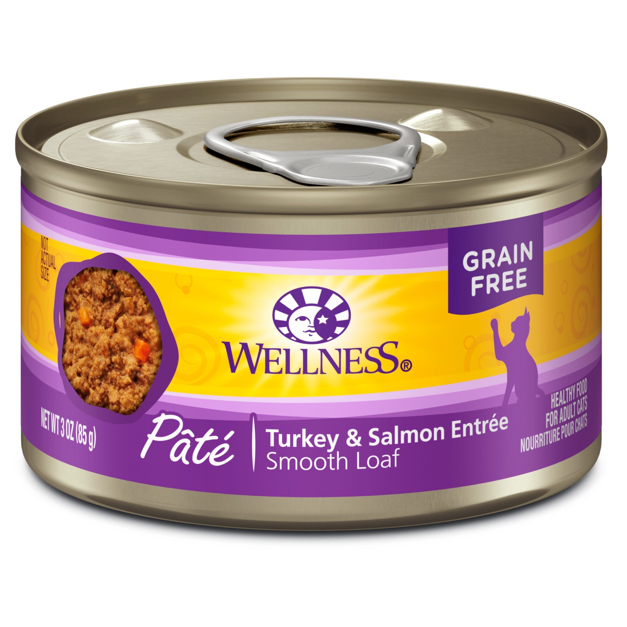 Wellness Complete Health Grain Free Canned Cat Food, Turkey & Salmon Pate, 3 Ounces (Pack of 24)