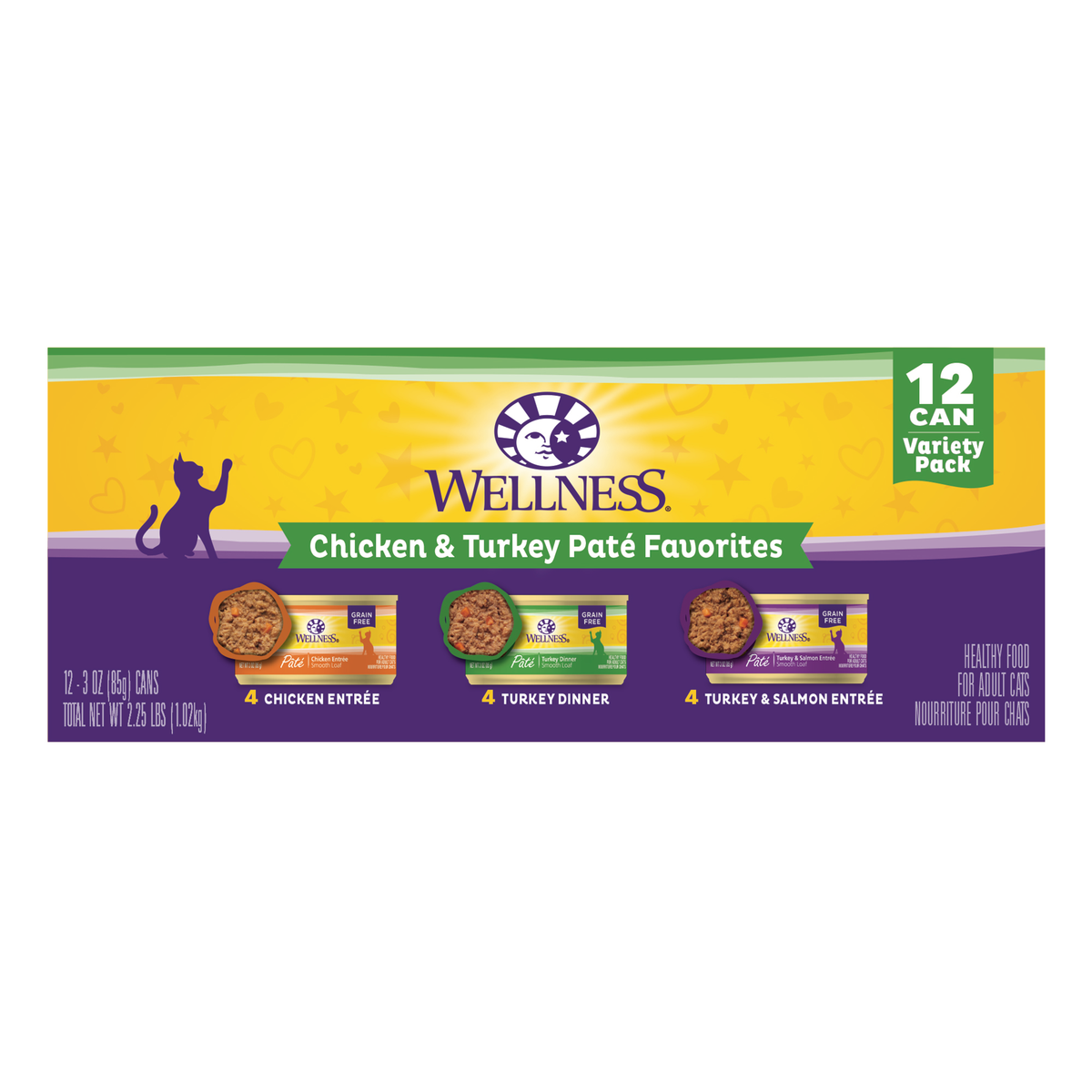 Wellness Complete Health Chicken & Turkey Pate Favorites Variety Pack, 3 Ounce Can (Pack of 12)