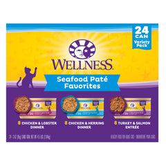 Wellness Complete Health Seafood Pate Favorites Variety Pack, 3 oz (Pack of 24)