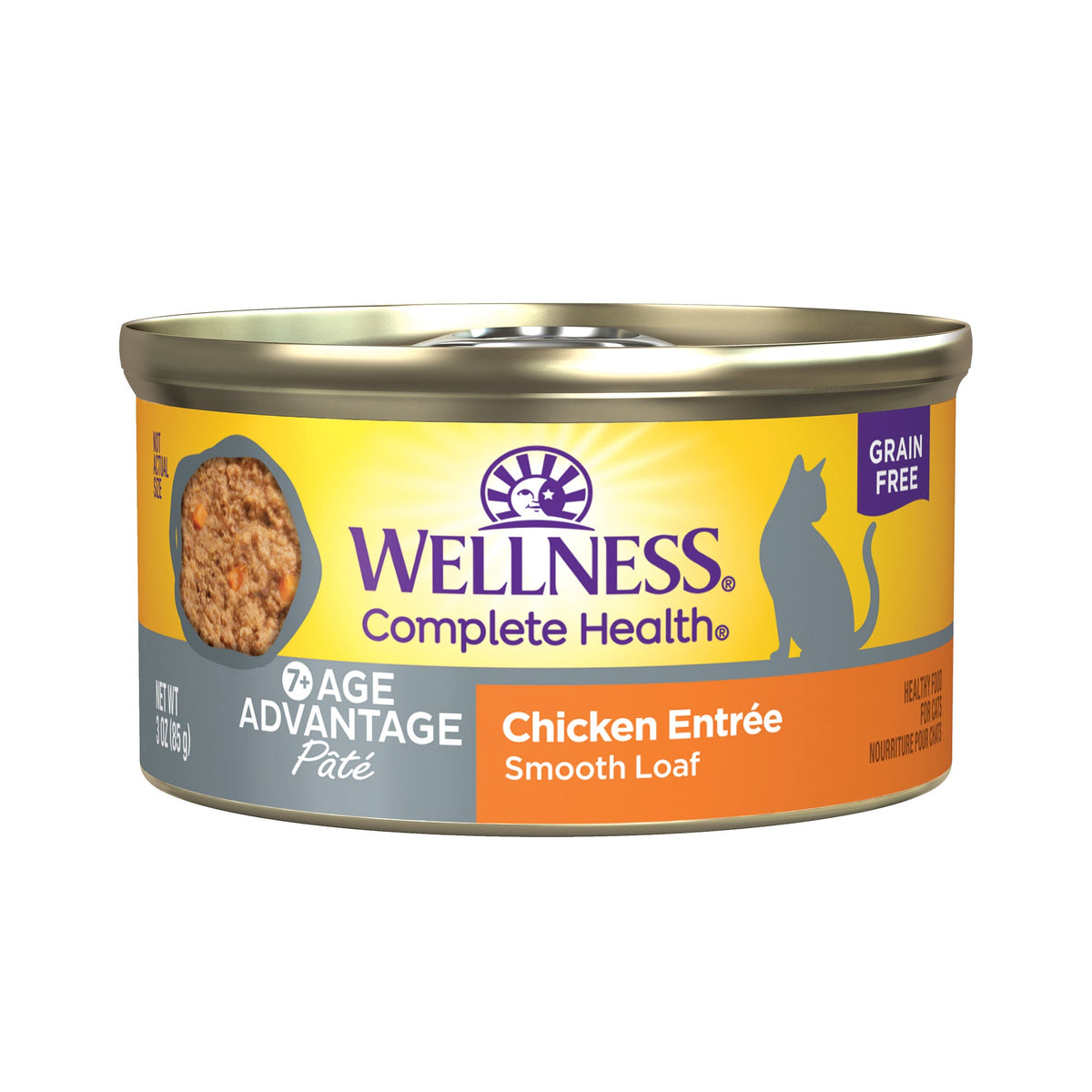 Wellness Complete Health Age Advantage Senior Wet Cat Food, Chicken Pate, 7+ Years Old, 3 Ounce Can (Pack of 24)