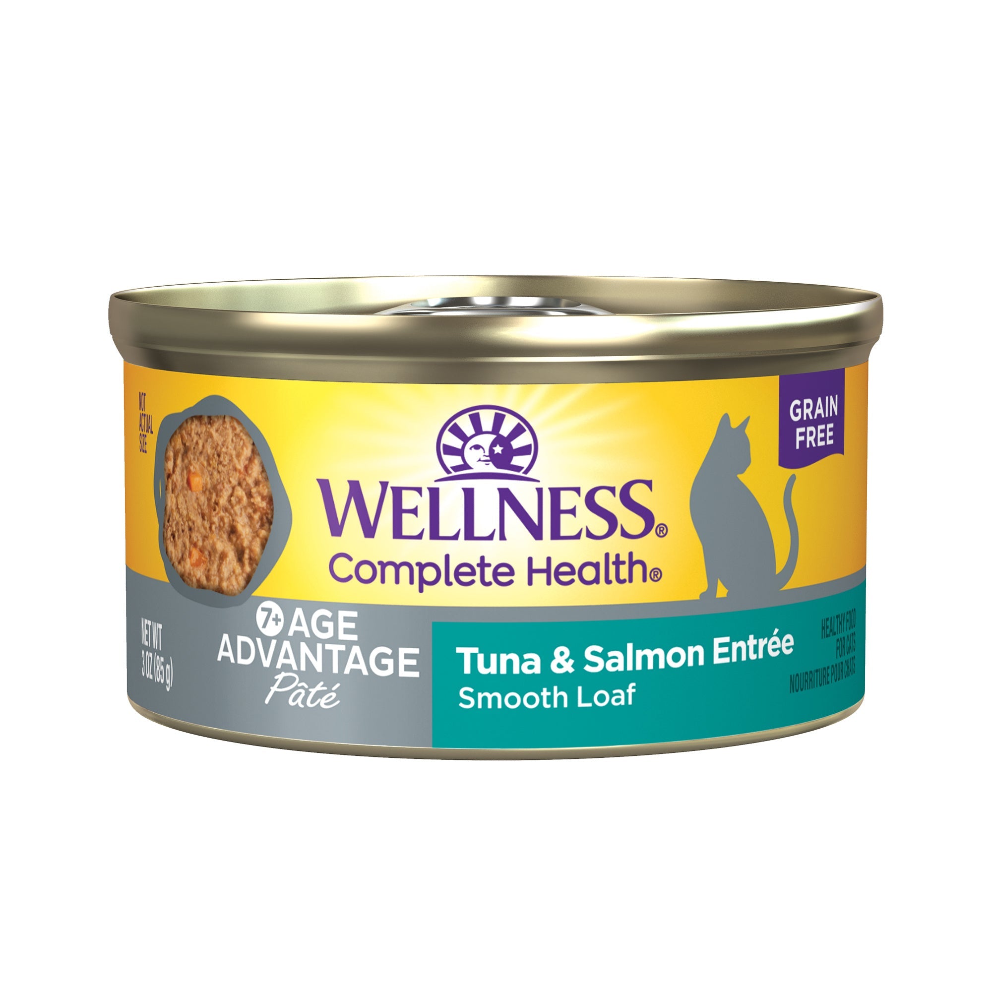 Wellness Complete Health Age Advantage Senior Wet Cat Food, Tuna & Salmon Pate, 7+ Years Old, 3 Ounce Can (Pack of 24)