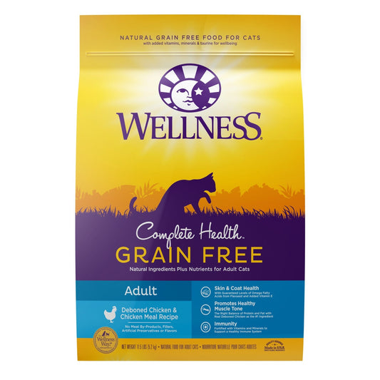 Wellness Complete Health Natural Grain Free Deboned Chicken & Chicken Meal Dry Cat Food, 11.5 Pound Bag