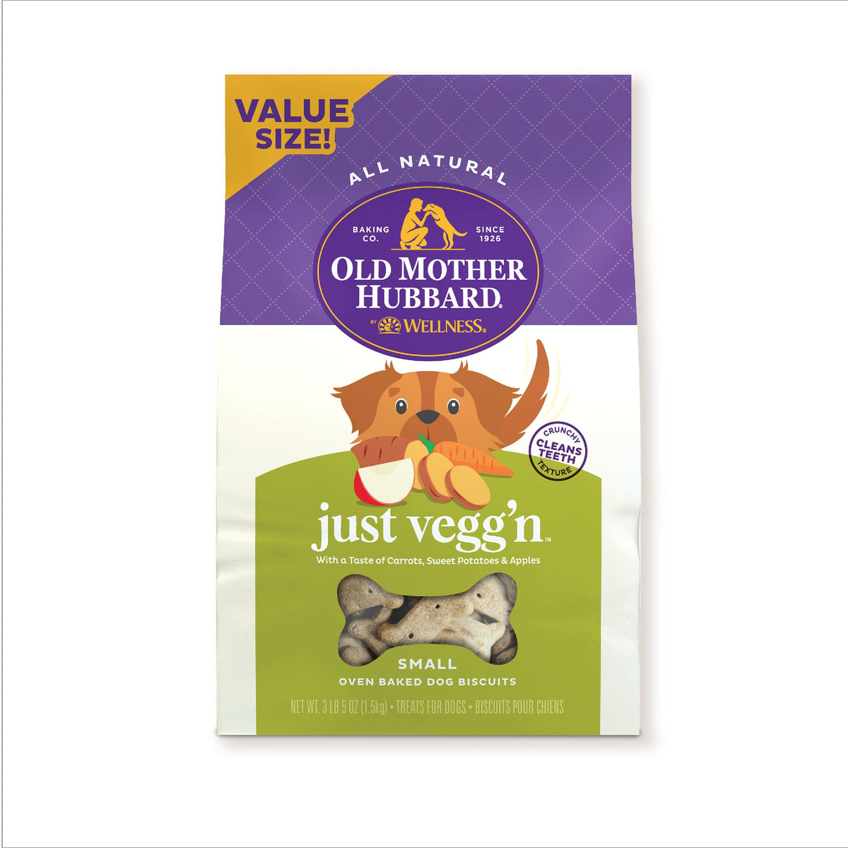 Old Mother Hubbard by Wellness Classic Just Vegg'N Natural Small Oven-Baked Biscuits Dog Treats, 3.3 Pound Bag