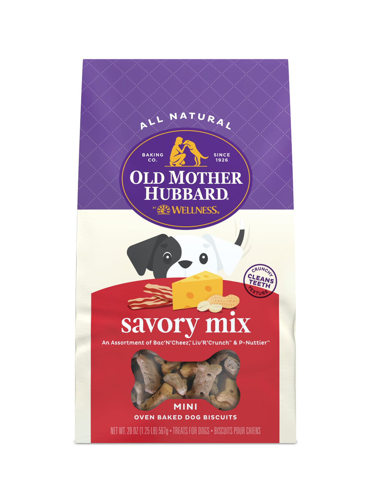 Old Mother Hubbard by Wellness Classic Savory Mix Natural Mini Oven-Baked Biscuits Dog Treats, 20 Ounce Bag