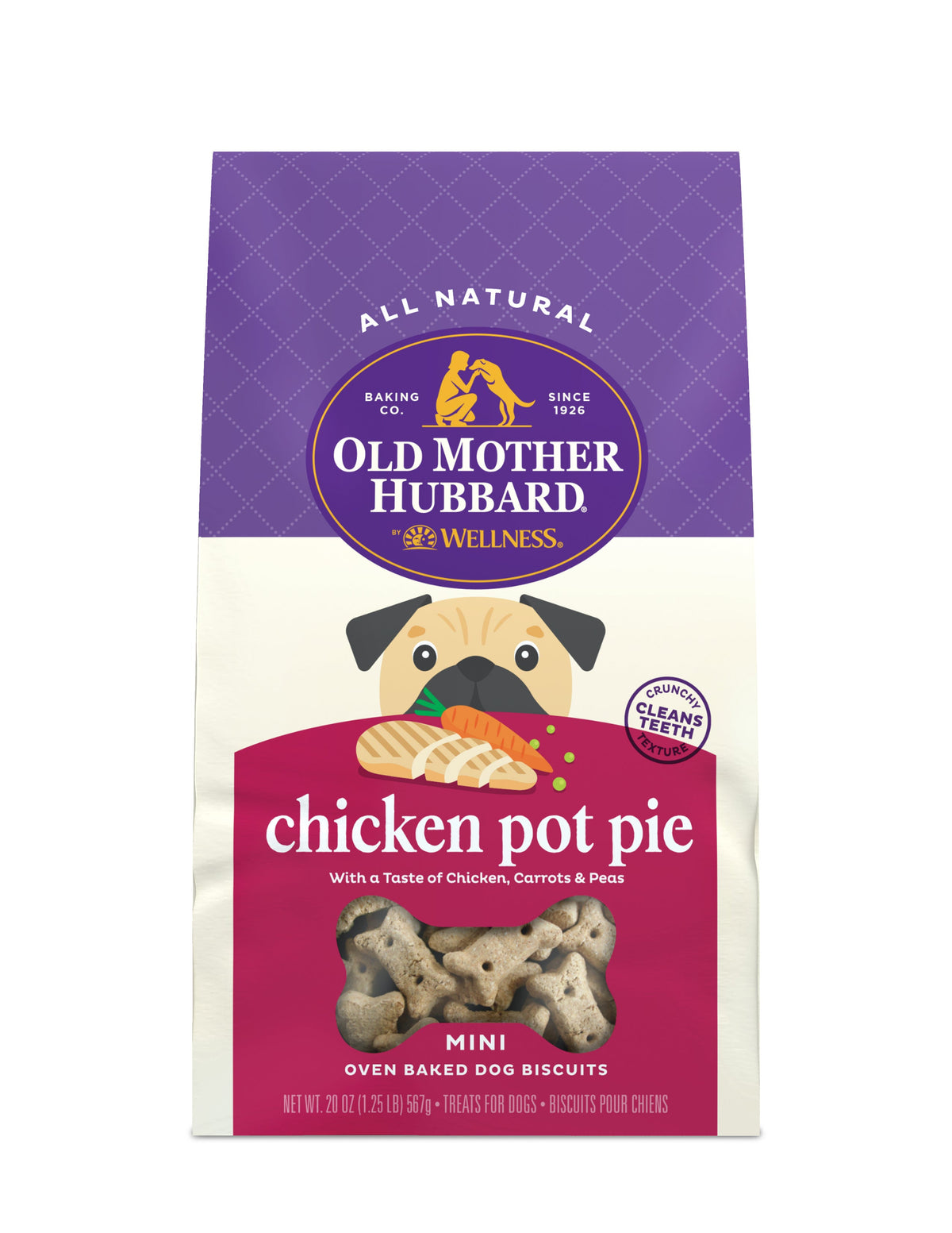 Old Mother Hubbard by Wellness Classic Chicken Pot Pie Natural Mini Oven-Baked Biscuits Dog Treats, 20 Ounce Bag