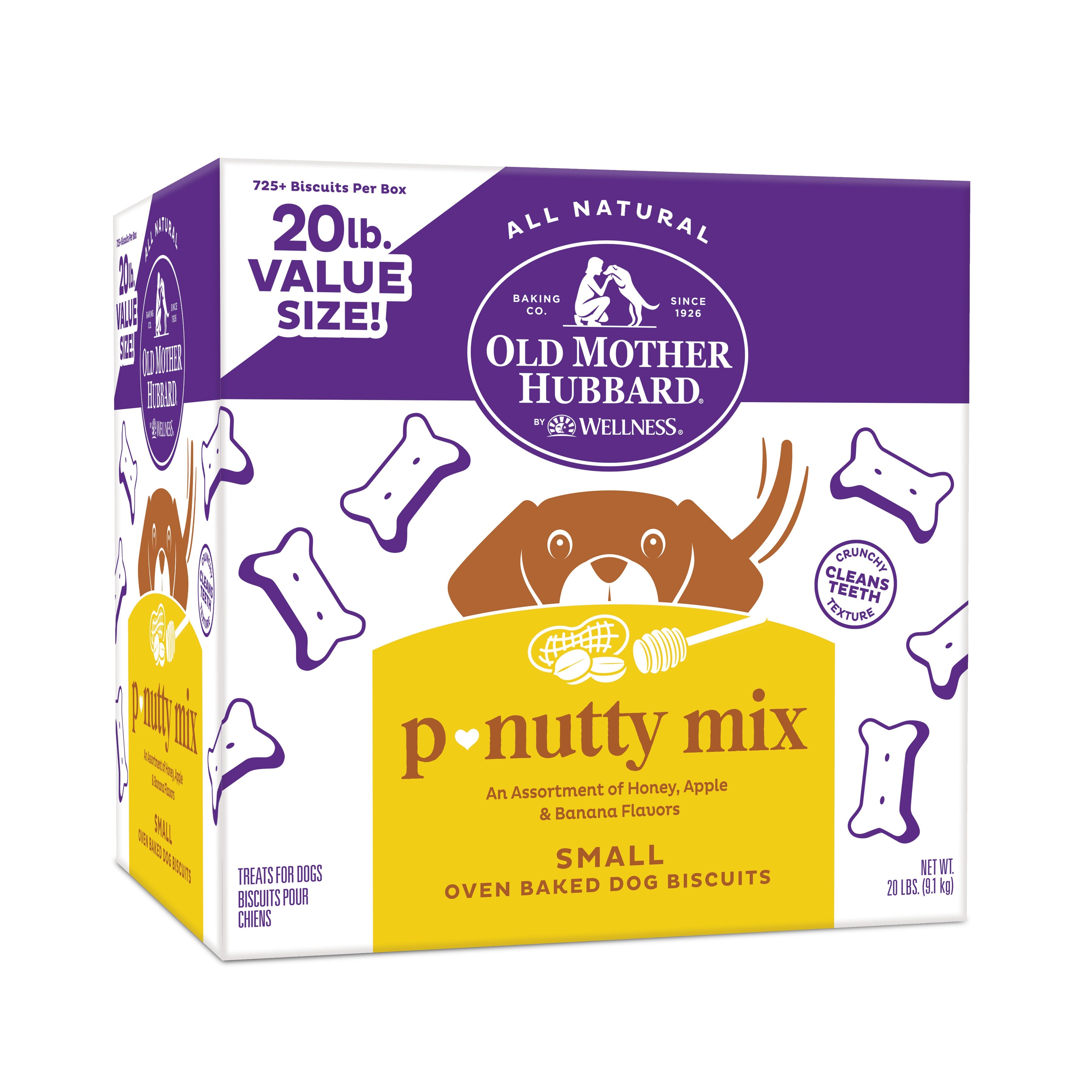 Old Mother Hubbard by Wellness P-Nutty Assorted Mix Natural Small Oven-Baked Biscuits Dog Treats, 20 Pound Box