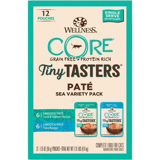 Wellness CORE Tiny Tasters Pate Sea Variety Pack, 1.75-Ounce (Pack of 12)