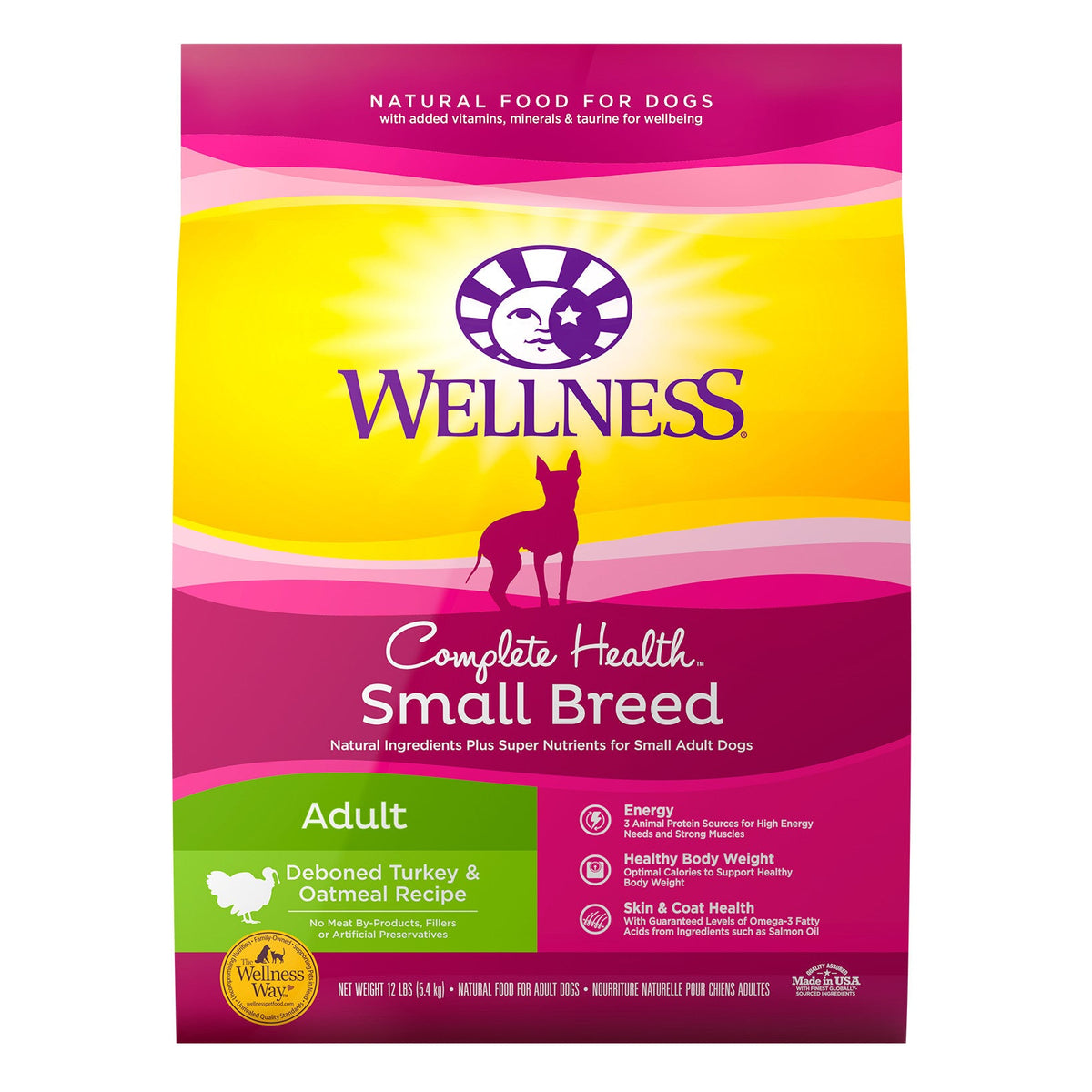 Wellness Complete Health Natural Dry Small Breed Dog Food, Turkey & Oatmeal, 12-Pound Bag