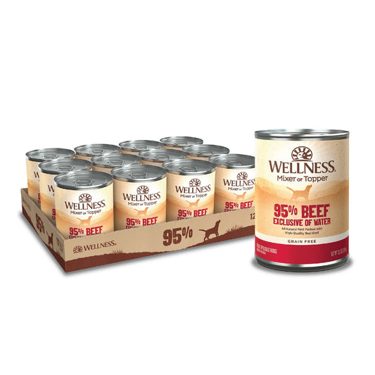 Wellness 95% Beef Natural Wet Grain Free Canned Dog Food, 13.2-Ounce Can (Pack of 12)