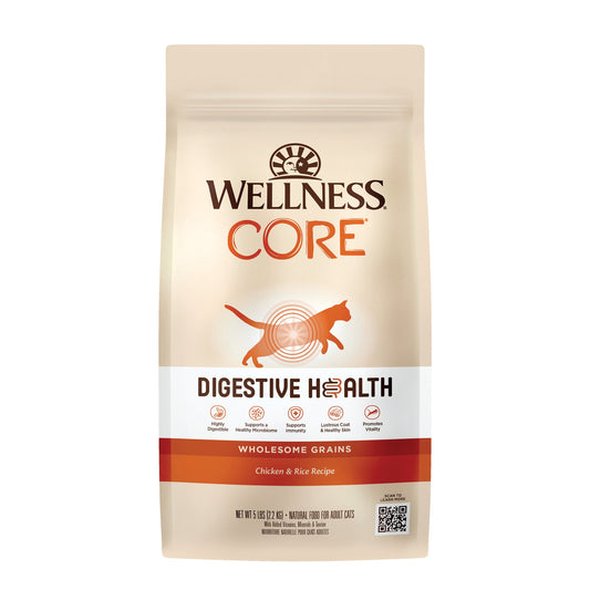 Wellness CORE Digestive Health Chicken & Rice Dry Cat Food, 5 Pound Bag