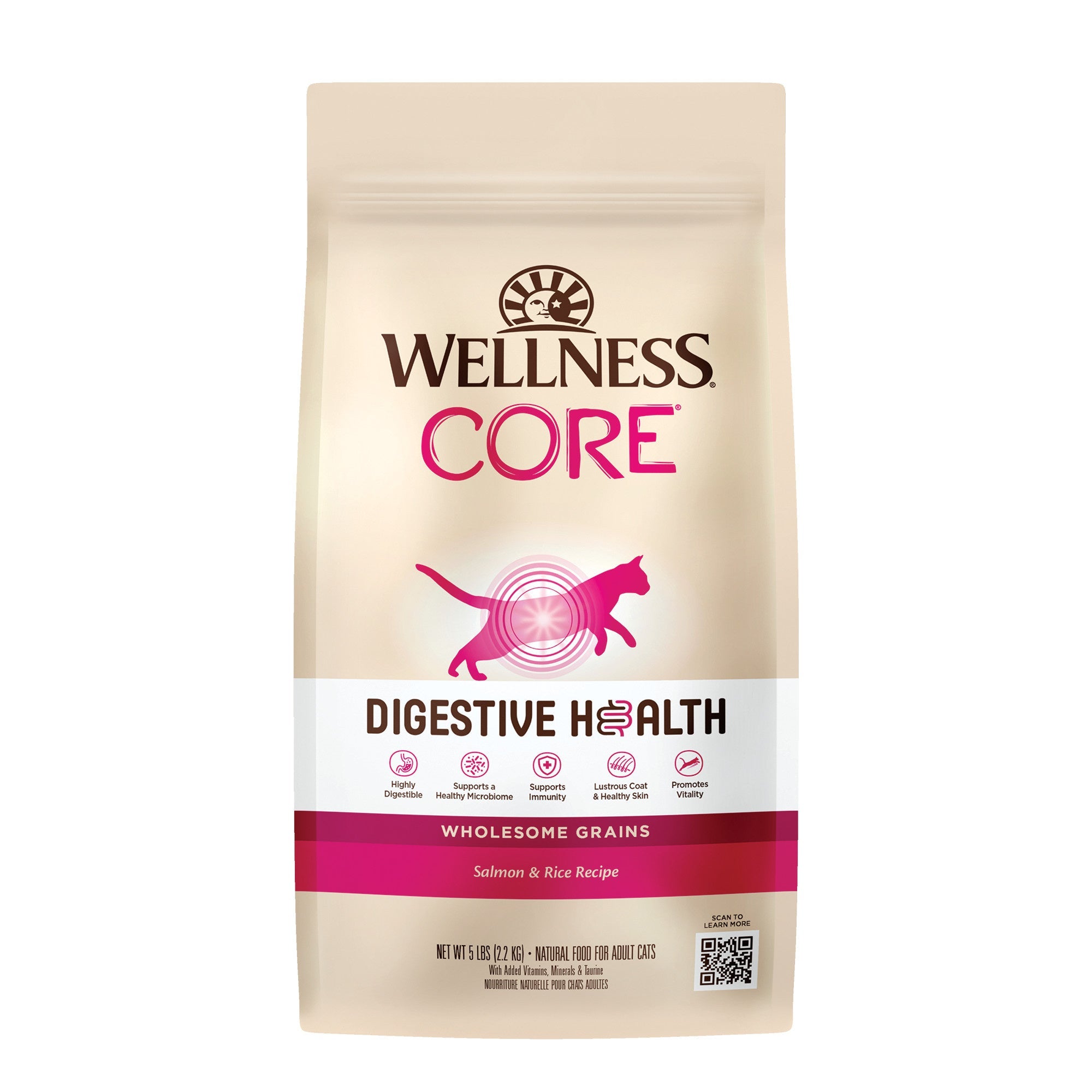 Wellness CORE Digestive Health Salmon & Rice Dry Cat Food, 5 Pound Bag