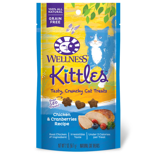 Wellness Kittles Crunchy Natural Grain Free Cat Treats, Chicken & Cranberry, 2-Ounce Bag