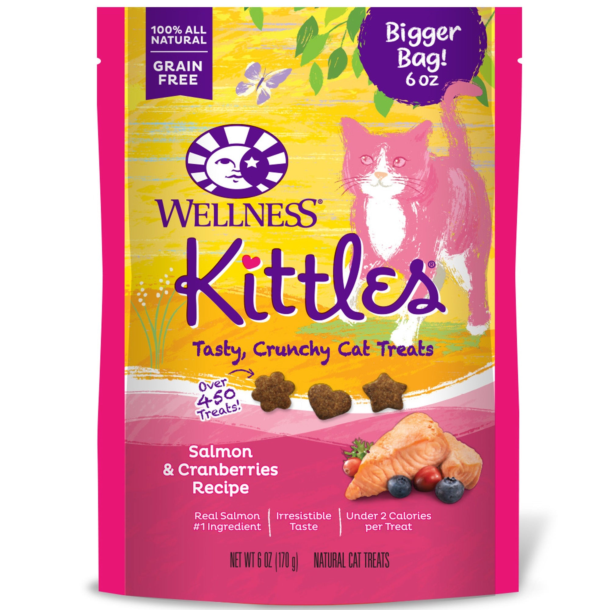 Wellness Kittles Natural Grain Free Cat Treats, Salmon & Cranberries, 6-Ounce Bag