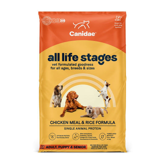 Canidae All Life Stages Premium Dry Dog Food for All Breeds, All Ages, Chicken Meal & Rice Formula, 27 lbs.