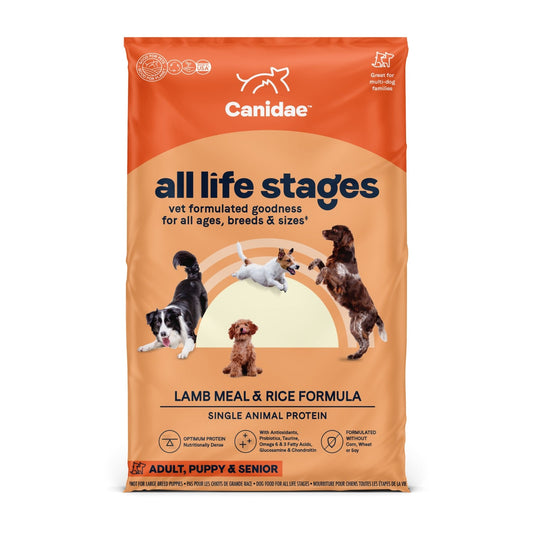 Canidae All Life Stages Premium Dry Dog Food for All Breeds, All Ages, Lamb Meal & Rice Formula, 27 lbs.