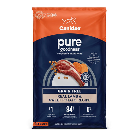 Canidae Pure Limited Ingredient Premium Adult Dry Dog Food, Real Lamb & Sweet Potato Recipe, 22 lbs, Grain Free