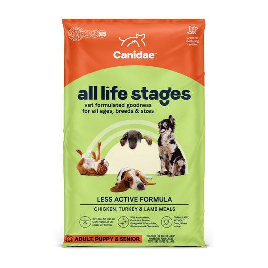 Canidae All Life Stages Premium Dry Dog Food for Less Active Dogs, All Ages, Chicken, Turkey & Lamb Meals, 27 lbs.