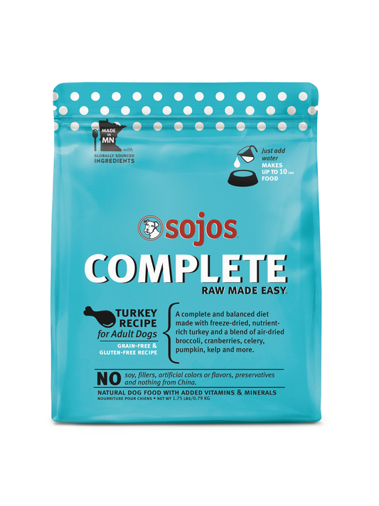 Sojos Complete Turkey Recipe Adult Grain-Free Freeze-Dried Raw Dog Food, 1.75 Pound Bag