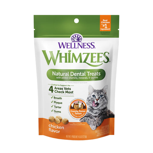 Wellness WHIMZEES Natural Grain Free Cat Dental Treats, Chicken Flavor, 4.5 Ounce