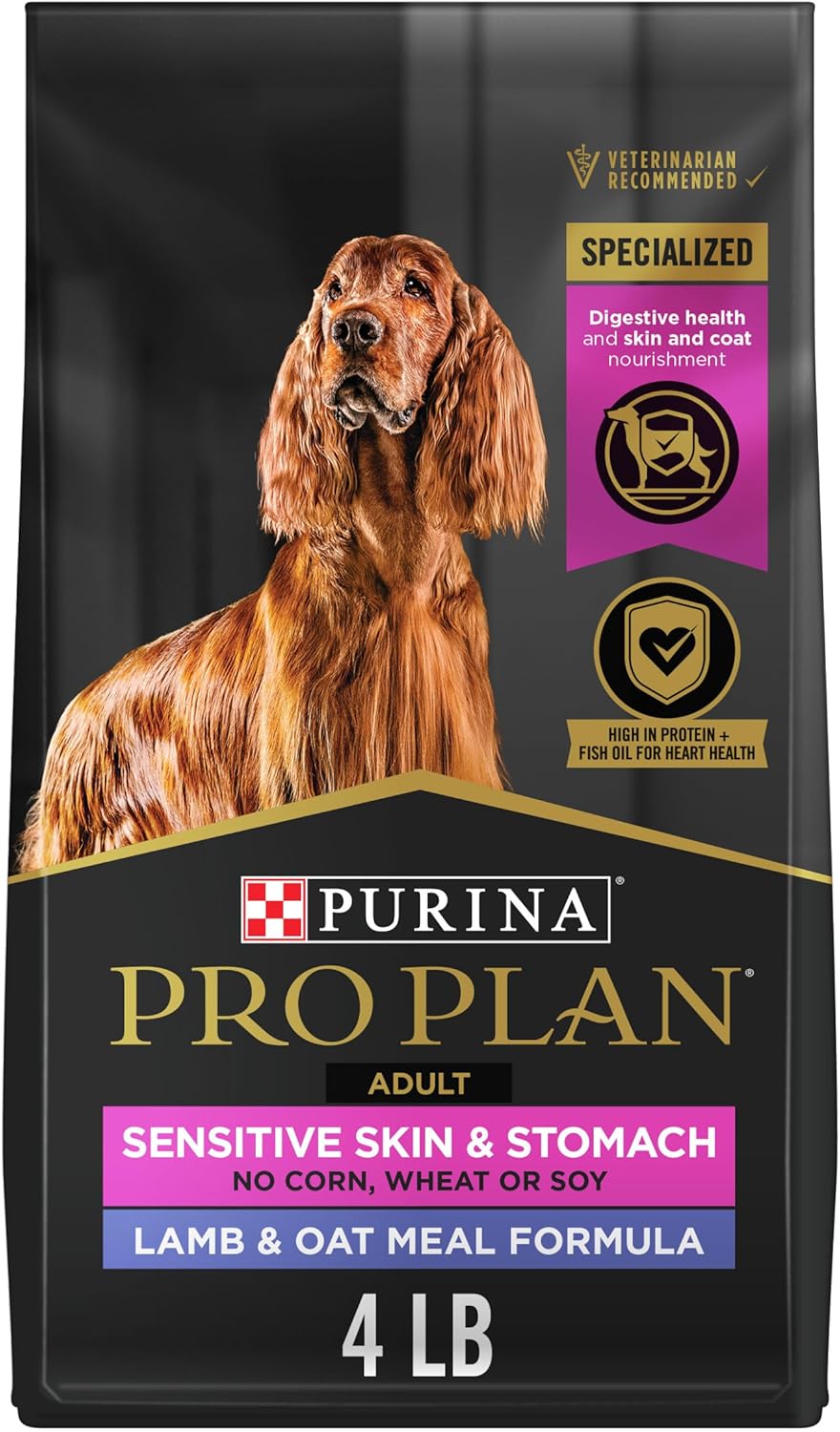 Purina Pro Plan Sensitive Skin and Sensitive Stomach Dog Food Lamb and Oat Meal Formula - 4 lb. Bag