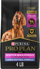 Purina Pro Plan Sensitive Skin and Sensitive Stomach Dog Food Lamb and Oat Meal Formula - 4 lb. Bag