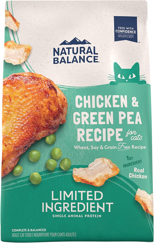 Natural Balance Limited Ingredient Adult Grain-Free Dry Cat Food, Chicken & Green Pea Recipe, 10 Pound (Pack of 1)