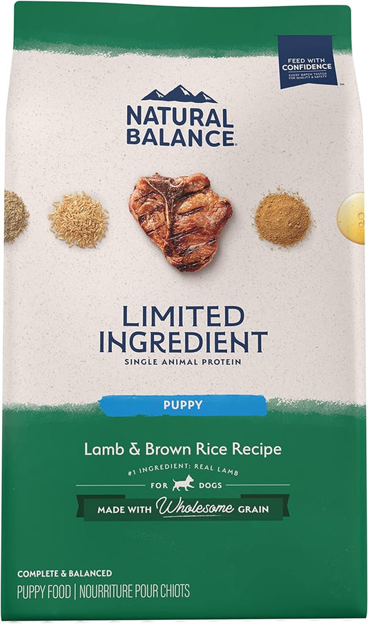 Natural Balance Limited Ingredient Puppy Dry Dog Food with Healthy Grains, Lamb & Brown Rice Recipe, 4 Pound (Pack of 1)