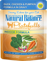 Natural Balance Original Ultra Platefulls Indoor Adult Grain Free Wet Cat Food, Duck, Chicken & Pumpkin Recipe, 3 Ounce Pouch (Pack of 24)