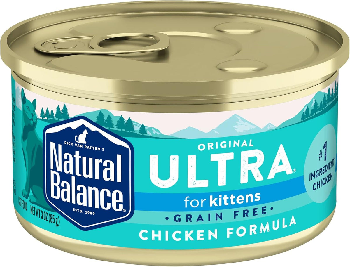 Natural Balance Original Ultra Grain Free Chicken Cat Food | Wet Canned Food for Cats Kitten Formula | 3-oz. Can (Pack of 24)